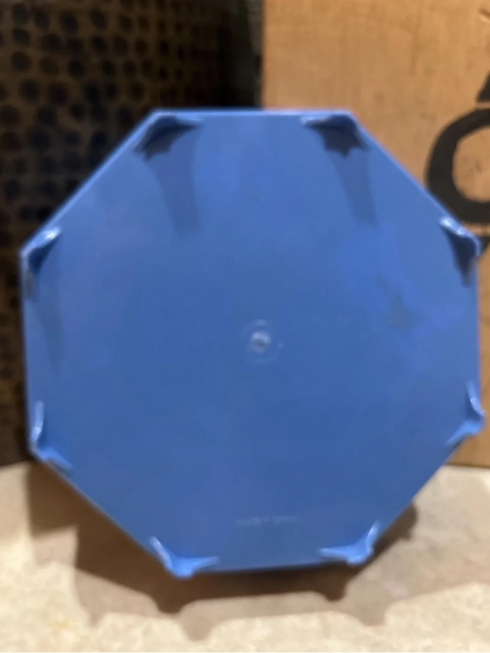 vintage Japanese-style Octogon blue plastic lacquer trinket jewelry box